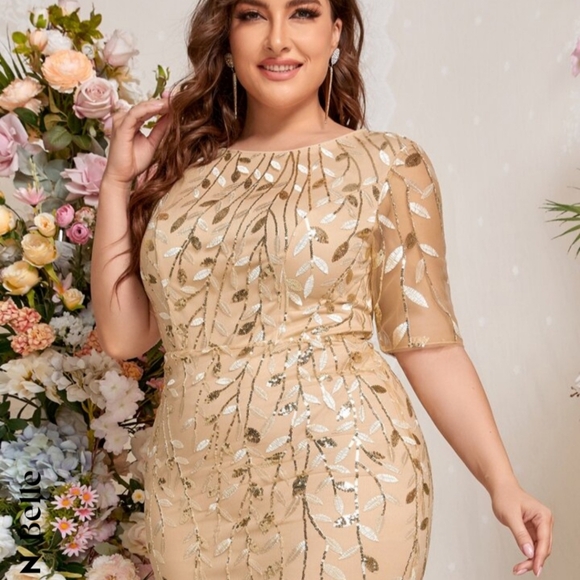 Gorgeous Gold/Champagne Shein Dress size 4xl fits like a size 16 - Picture 4 of 5